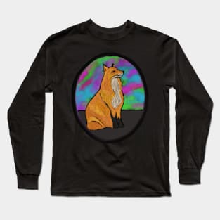 Oval Fox and Northern Lights Long Sleeve T-Shirt